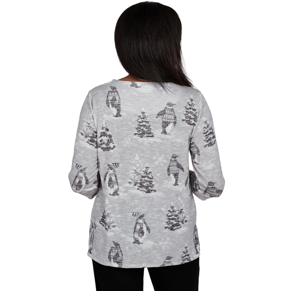 Petite Alfred Dunner Classics Penguins and Trees Blouse alternate view