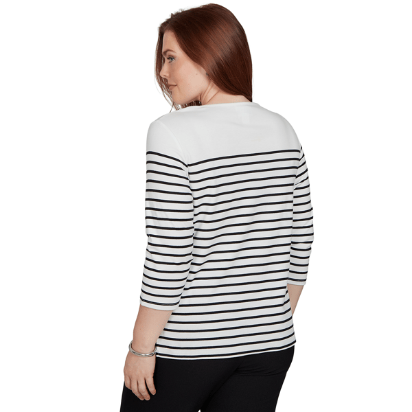Petite Alfred Dunner Classics 3/4 Sleeve Poinsettia Stripe Tee alternate view