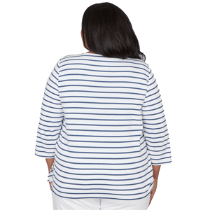 Plus Size Alfred Dunner Classics 3/4 Sleeve Stripe Bird Blouse alternate view