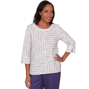 Womens Alfred Dunner Grand Bazaar Rainbow Stripe Blouse