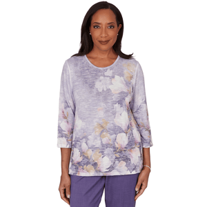 Womens Alfred Dunner Grand Bazaar Amethyst Floral Blouse