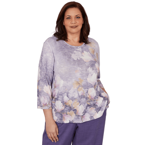 Plus Size Alfred Dunner Grand Bazaar Amethyst Floral Blouse