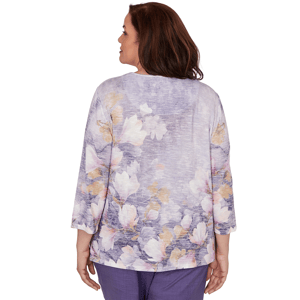 Plus Size Alfred Dunner Grand Bazaar Amethyst Floral Blouse alternate view