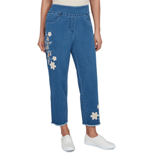 Womens Alfred Dunner Camden Market Floral Applique Pull On Jeans