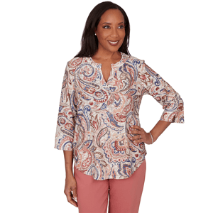 Womens Alfred Dunner Camden Market 3/4 Sleeve Paisley Blouse