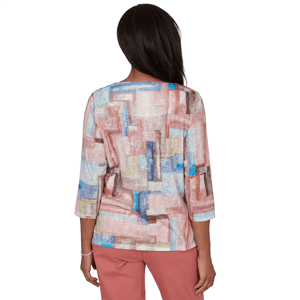 Womens Alfred Dunner Camden Market 3/4 Sleeve Color Block Blouse alternate view