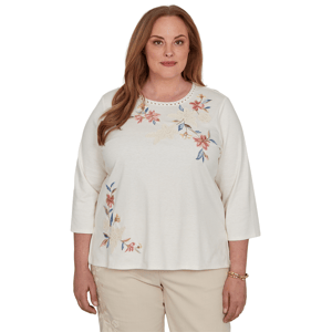 Plus Size Alfred Dunner Camden Market Floral Embroidery Blouse