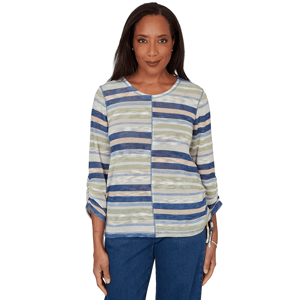Womens Alfred Dunner Splice Stripe Sweater