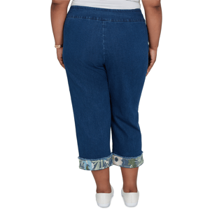 Plus Size Alfred Dunner Floral Hem Pull On Jeans alternate view