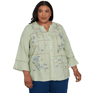 Plus Size Alfred Dunner Floral Embroidery Blouse