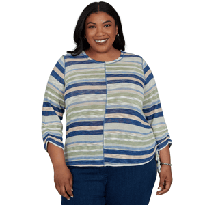 Plus Size Alfred Dunner Splice Stripe Sweater