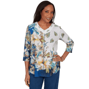 Petite Alfred Dunner 3/4 Sleeve Floral Blouse