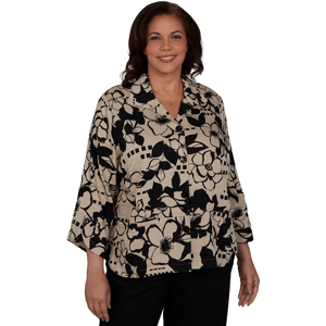 Plus Size Alfred Dunner Travel Advisory 3/4 Sleeve Floral Blouse