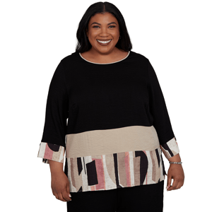 Plus Size Alfred Dunner Travel Advisory Spliced Patchwork Blouse