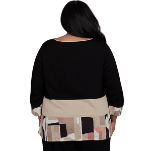 Plus Size Alfred Dunner Travel Advisory Spliced Patchwork Blouse alternate view