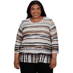 Plus Size Alfred Dunner Travel Advisory Scratched Stripe Blouse