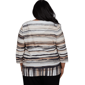 Plus Size Alfred Dunner Travel Advisory Scratched Stripe Blouse alternate view