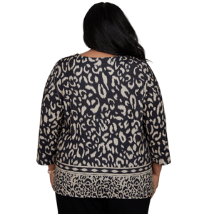 Plus Size Alfred Dunner Travel Advisory 3/4 Sleeve Leopard Blouse alternate view