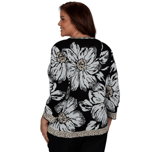Plus Size Alfred Dunner Travel Advisory Dramatic Floral Sweater alternate view