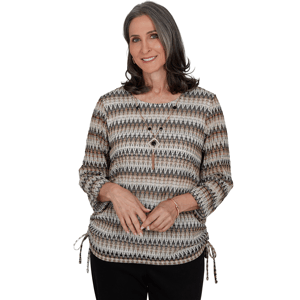Petite Alfred Dunner Travel Advisory Textured Zig Zag Blouse