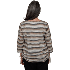 Petite Alfred Dunner Travel Advisory Textured Zig Zag Blouse alternate view