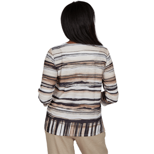 Petite Alfred Dunner Travel Advisory Scratched Stripe Blouse alternate view