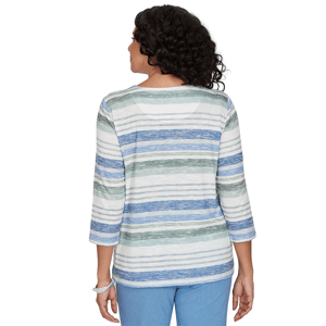 Womens Alfred Dunner Provence 3/4 Sleeve Bayadere Stripe Blouse alternate view