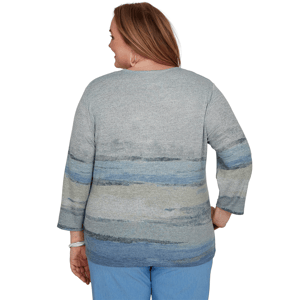 Plus Size Alfred Dunner Provence 3/4 Sleeve Watercolor Floral Tee alternate view