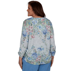 Plus Size Alfred Dunner Provence Floral Marled Henley Blouse alternate view