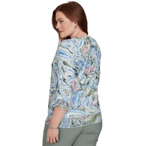 Petite Alfred Dunner Provence 3/4 Ruffle Sleeve Paisley Blouse alternate view