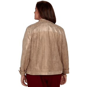 Plus Size Alfred Dunner Union Square Mixed Media Suede Jacket alternate view