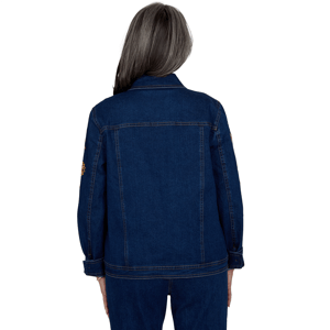 Petite Alfred Dunner Tuscany Sunflower Embroidered Denim Jacket alternate view