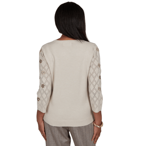 Petite Alfred Dunner Regent Street Floral Pointelle Sweater alternate view