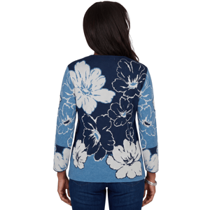Womens Alfred Dunner Good To Go Floral Patch Sweater alternate view