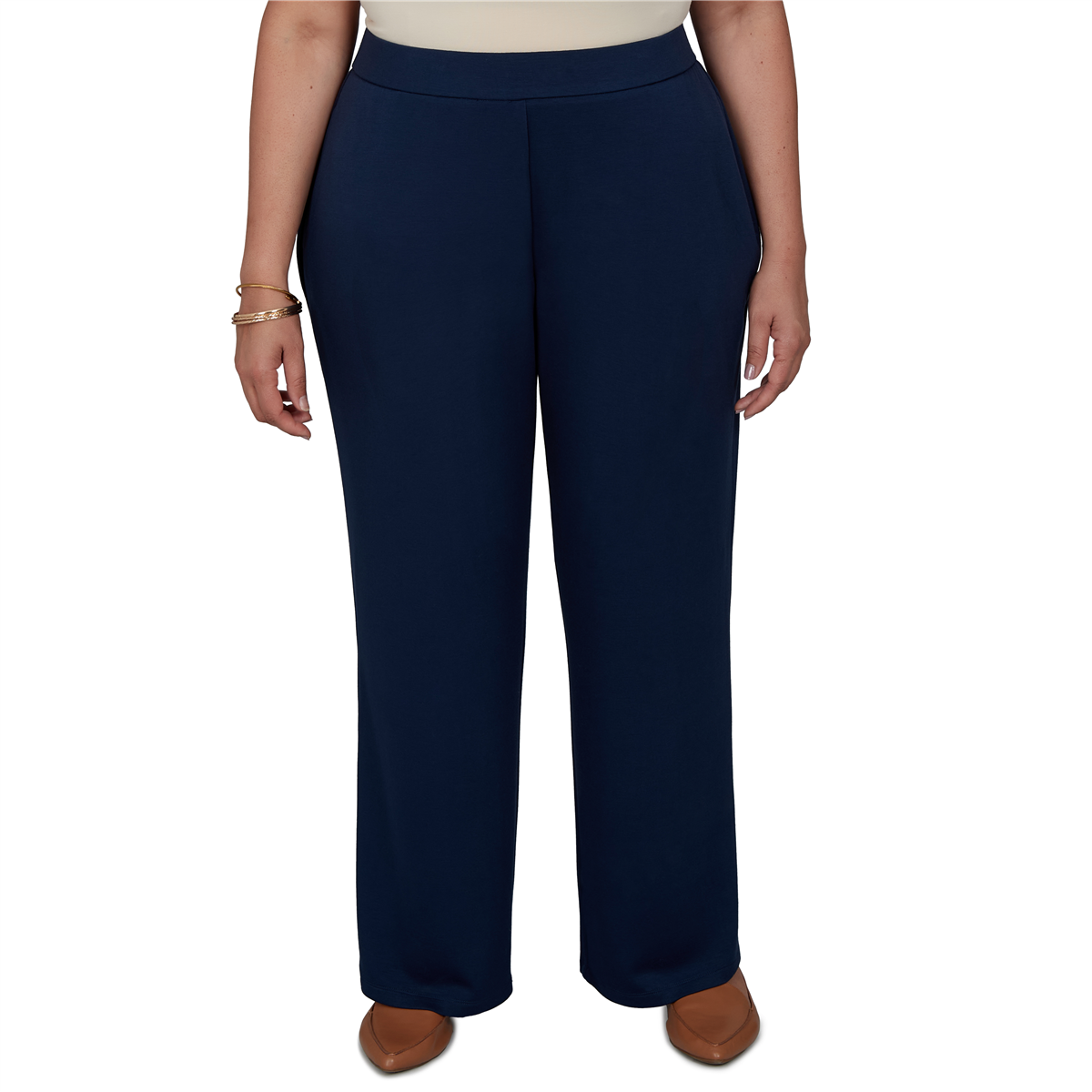 Alfred Dunner Plus Size Wide-Leg Pull-On Rayon-Nylon Blend Pants - Ink