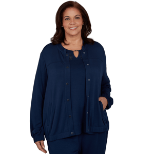 Plus Size Alfred Dunner Good To Go Snap Button Bomber Jacket