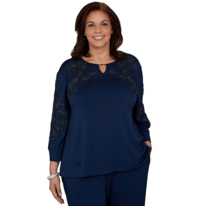 Plus Size Alfred Dunner Good To Go Scroll Soutache Blouse
