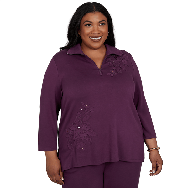 Plus Size Alfred Dunner Good To Go Floral Applique Sweatshirt