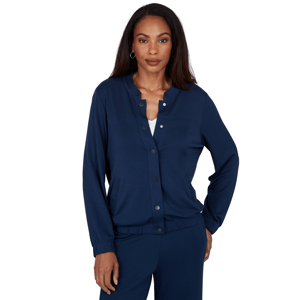 Petite Alfred Dunner Good To Go Snap Button Bomber Jacket