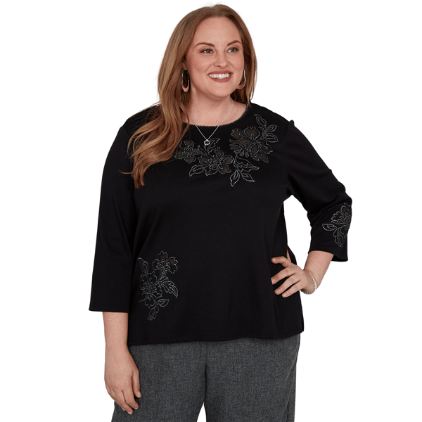 Plus Size Alfred Dunner Dinner Theater Shimmer Floral Blouse