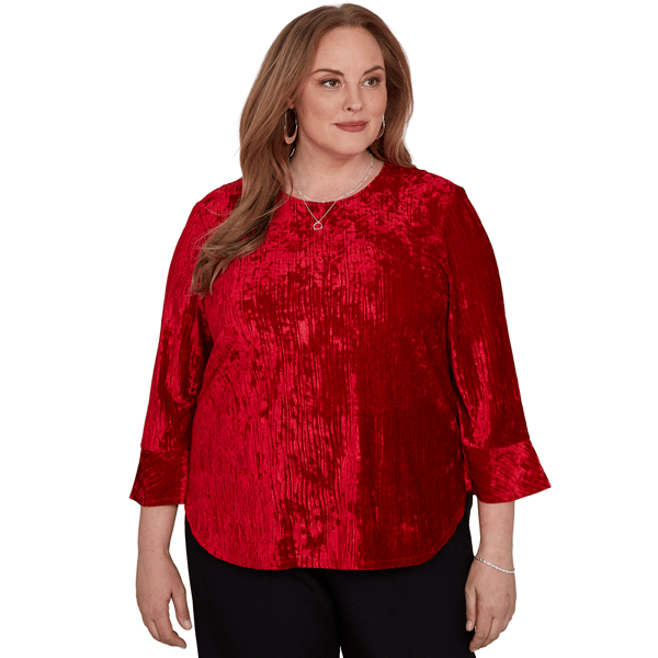 Plus Size Alfred Dunner Dinner Theater Crushed Velvet Blouse