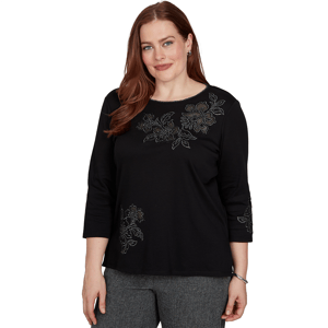 Petite Alfred Dunner Dinner Theater Shimmer Floral Blouse
