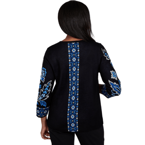 Petite Alfred Dunner Dinner Theater Keyhole Jacquard Sweater alternate view