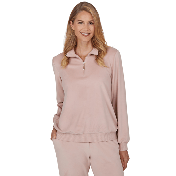 Womens Alfred Dunner Luxe Be A Lady Quarter Zip Sweater