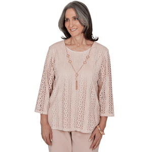 Womens Alfred Dunner Luxe Be A Lady Crochet Lace Blouse