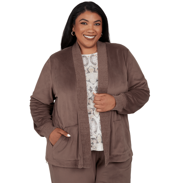 Plus Size Alfred Dunner Luxe Be A Lady Luxe Open Front Cardigan