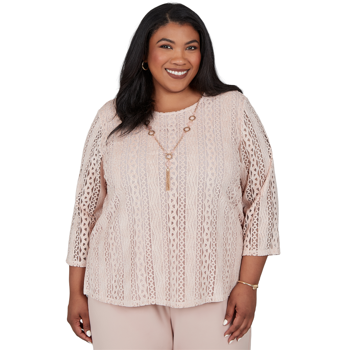 Plus Size Alfred Dunner Luxe Be A Lady Crochet Lace Blouse