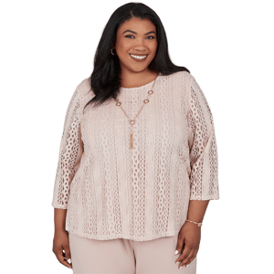 Plus Size Alfred Dunner Luxe Be A Lady Crochet Lace Blouse
