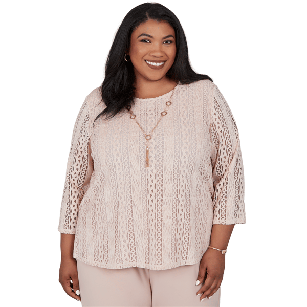 Plus Size Alfred Dunner Luxe Be A Lady Crochet Lace Blouse