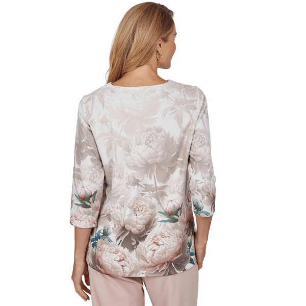 Petite Alfred Dunner Luxe Be A Lady V-Neck Peony Blouse alternate view